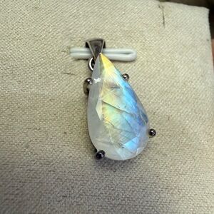 Faceted rainbow moonstone pendant